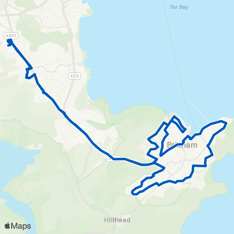 Torbay Buses Brixham Rd Sainsburys - Brixham Rd Sainsburys map