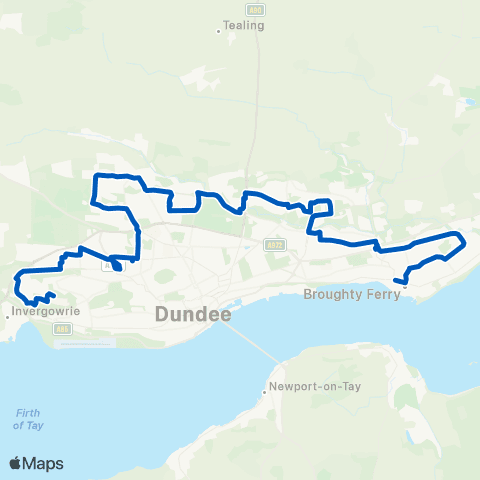 Xplore Dundee Claypotts Road - Ninewells Hospital map