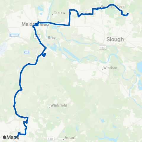 Thames Valley Buses Wexham Park Hospital - Bracknell Bus Sta map