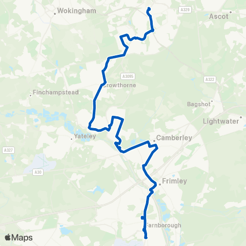 Thames Valley Buses Pembroke Broadway - Bracknell Bus Sta map