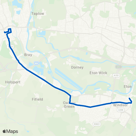 Thames Valley Buses Frascati Way - Windsor Castle map