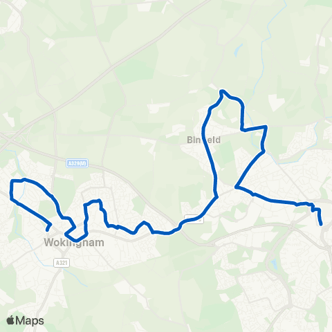 Thames Valley Buses Bracknell Bus Sta - Wokingham Sta Interchange map