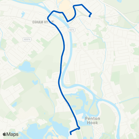 Sullivan Buses Staines Railway Sta - Thorpe Pk Grounds map