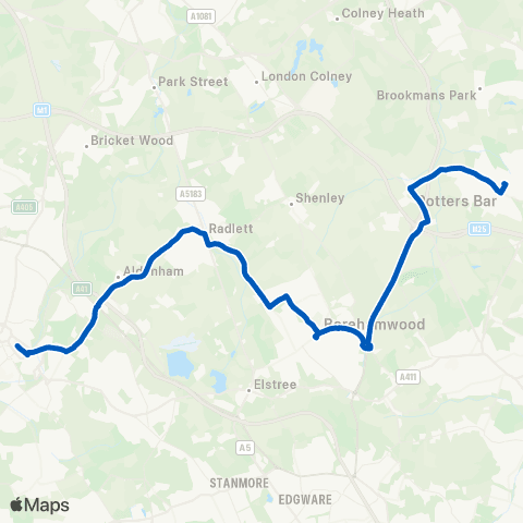 Sullivan Buses Potters Bar Railway Station - Tesco map