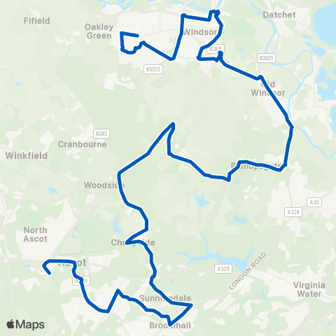 Thames Valley Buses Heatherwood Hospital - The Maypole map