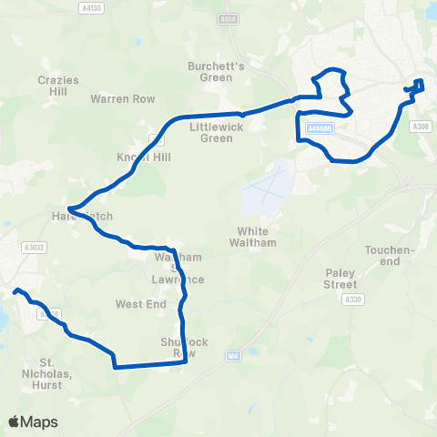 Thames Valley Buses Twyford Station Forecourt - Frascati Way map