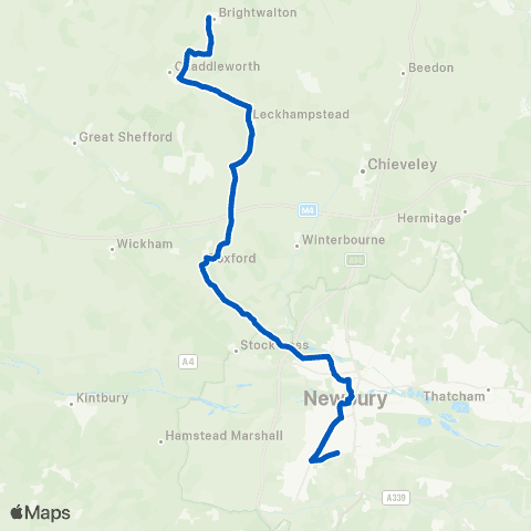 West Berkshire Council Transport Services Newbury Wharf - Brightwalton Village Hall map