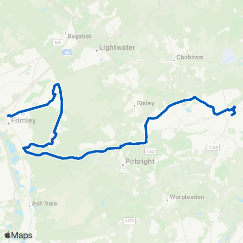 White Bus Services Slade Road - Woking Railway Station map