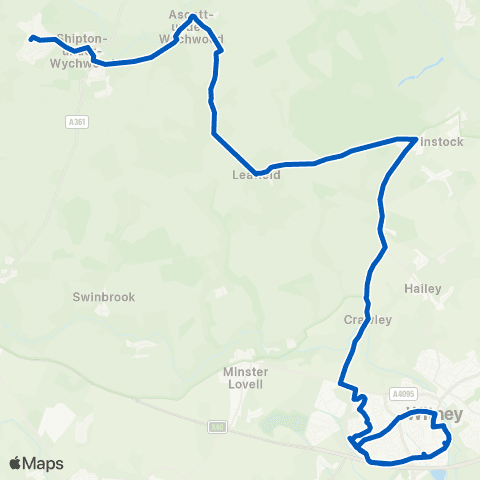 West Oxfordshire Community Transport Sainsburys - The Hare map