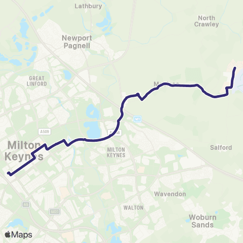 Uno Central Railway Sta - Cranfield Univ Main Gate map