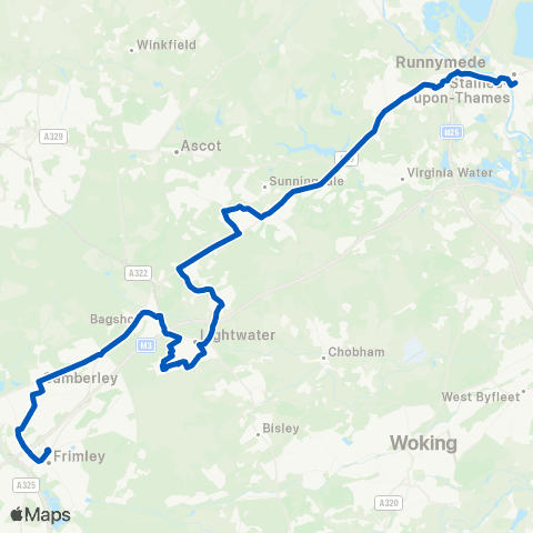 White Bus Services Frimley Park Hosp - Elmsleigh Bus Sta map
