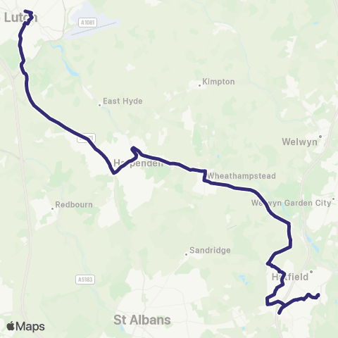 Uno Hatfield Railway Sta - Luton Sta Interchange map
