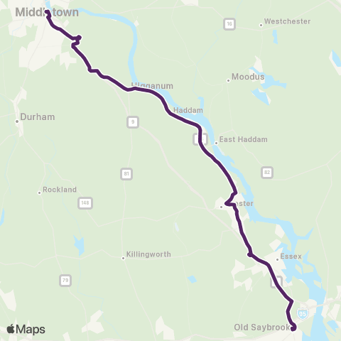 River Valley Transit Old Saybrook - Middletown map