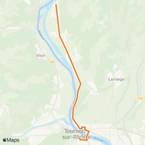 Arche Agglo le Bus Navette Marchés Serves - Tain - Tournon map