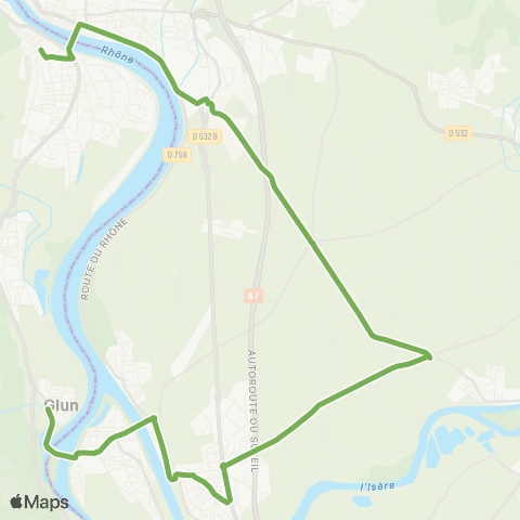 Arche Agglo le Bus Navette Marchés Glun - Tain - Tournon map