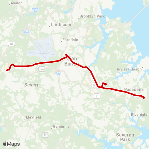 Anne Arundel County Transportation Arundel Mills - Pasadena map