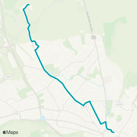Arriva Beds and Bucks Lidl Distribution Ctr - Luton Sta Interchange map