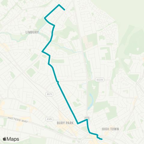 Arriva Beds and Bucks Laburnum Grove - Luton Sta Interchange map