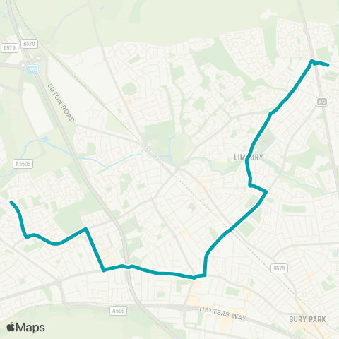 Arriva Beds and Bucks St Dominics Square - Cardinal Newman Sch map