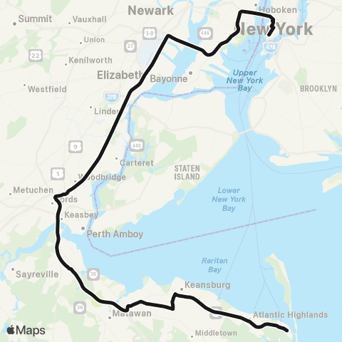 Academy Bus Route 36 - Wall Street map