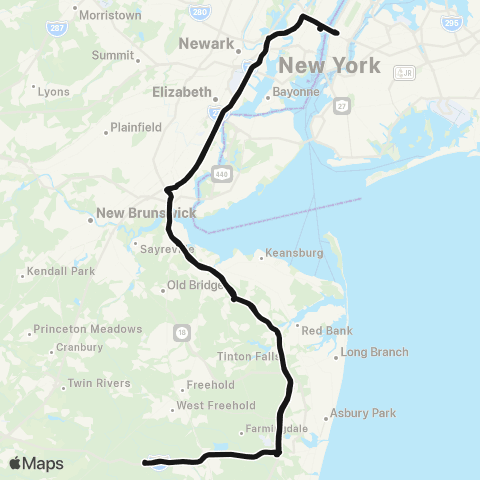Academy Bus Jackson - Port Authority map
