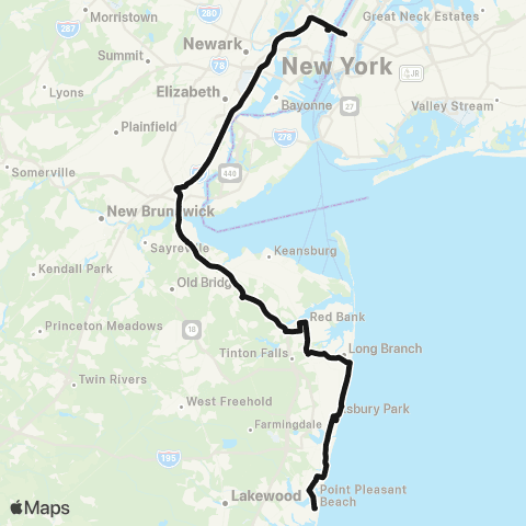 Academy Bus Shore Points - Port Authority map