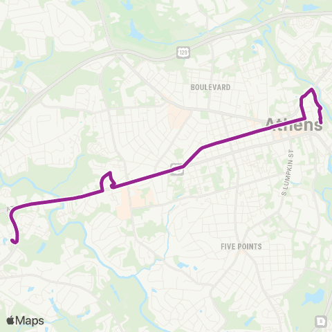 Athens Clarke County Transit Hancock / Baxter map
