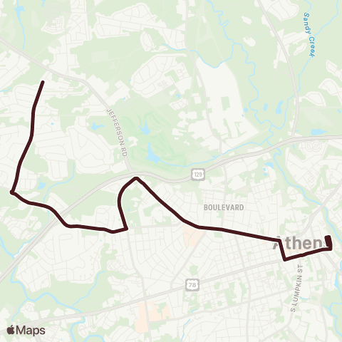 Athens Clarke County Transit Prince Ave map