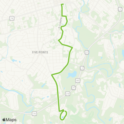 Athens Clarke County Transit Lumpkin / S Milledge map