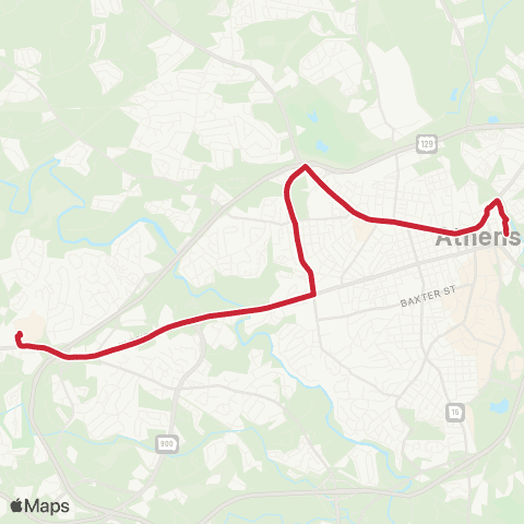 Athens Clarke County Transit West Athens map