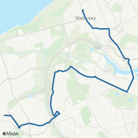 Al's Coaches Wallasey Village - Brookside Crescent map