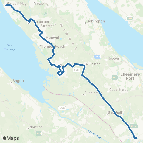 Al's Coaches W Kirby Sta - Chester Bus Interchange map