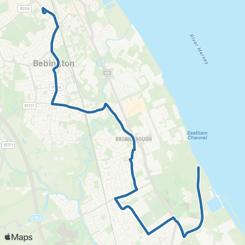 Al's Coaches Plessington Lower Sch - Eastham Country Pk map