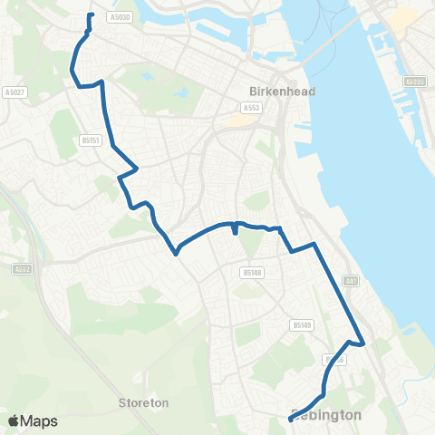 Al's Coaches Wirral Grammar School - Birkenhead N Sta map