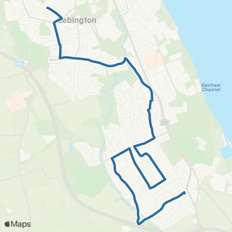Al's Coaches Wirral Grammar Sch For Girls B - Eastham Rake map