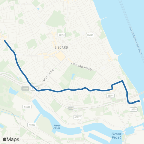 Al's Coaches Seacombe Ferry Terminal - Lycett Road map