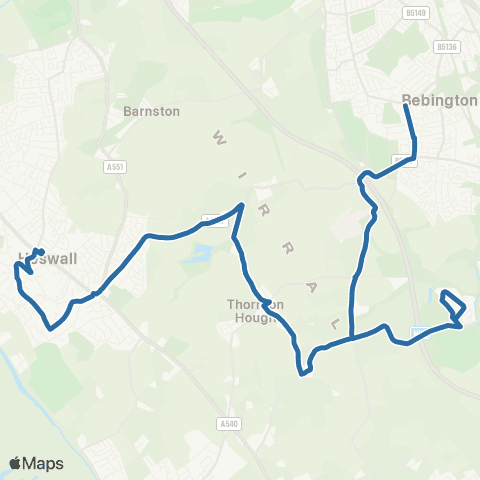 Al's Coaches Heswall Bus Sta - Wirral Grammar School map