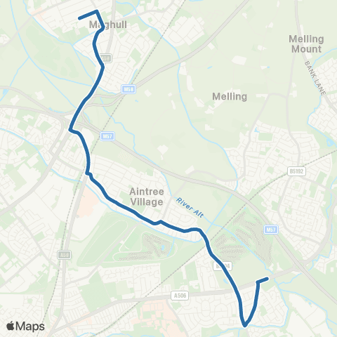 Al's Coaches Valley Road - Maghull High School map