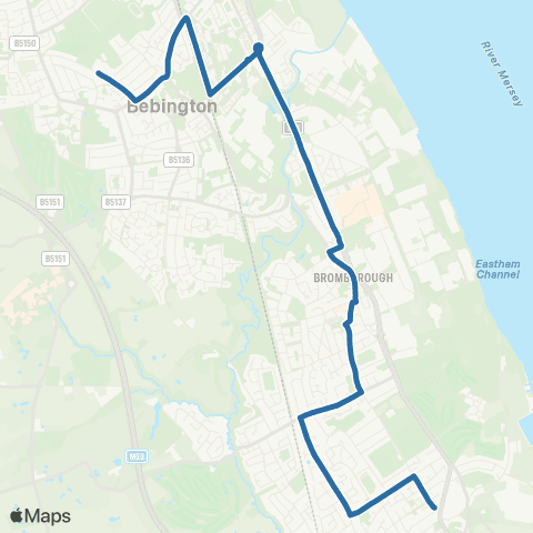 Al's Coaches Bebington High School - Adaston Avenue map
