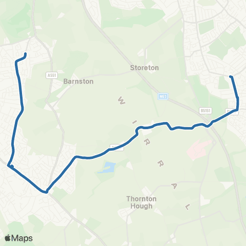 Al's Coaches Sparks Lane - Wirral Grammar School map