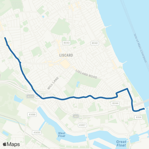 Al's Coaches Village Way - Seacombe Ferry Terminal map
