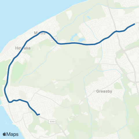 Al's Coaches Reeds Lane - Caldy Grammar School map