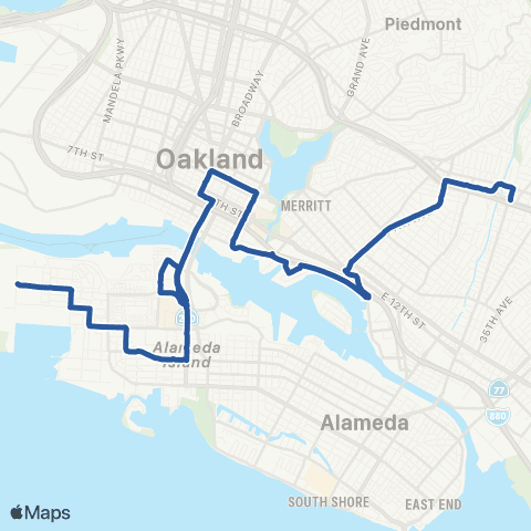 AC Transit Alameda Point - 14th Avenue - Dimond map