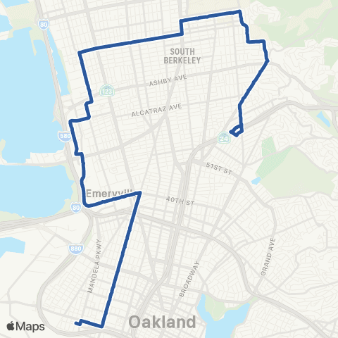 AC Transit Claremont - Dwight - Adeline map