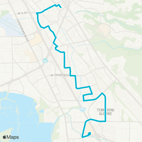 AC Transit Santa Clara - Weekes - Huntwood map