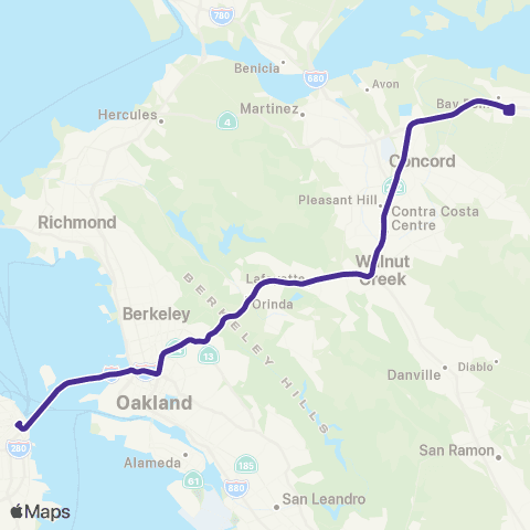 AC Transit Pittsburg / Bp Transbay Early Bird map