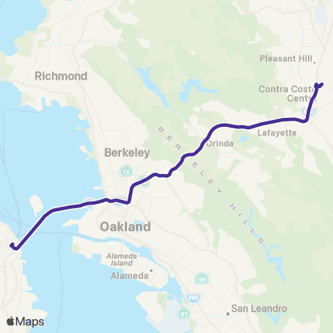 AC Transit Pleas Hill Transbay Early Bird map