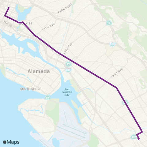 AC Transit Uptown Oakland - San Leandro BART Tempo map