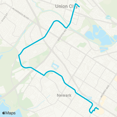 AC Transit Decoto - Paseo Padre-Cedar Boulevard map