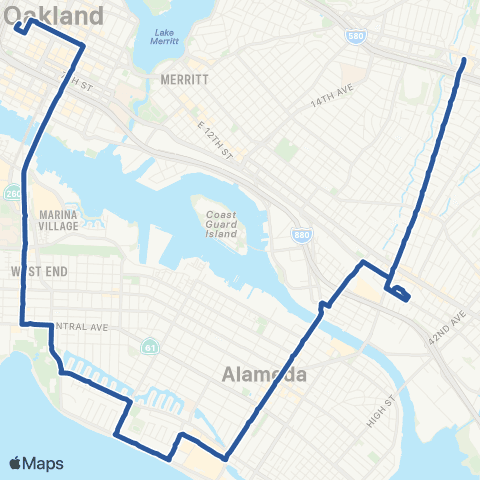 AC Transit Dimond - Fruitvale - South Shore map